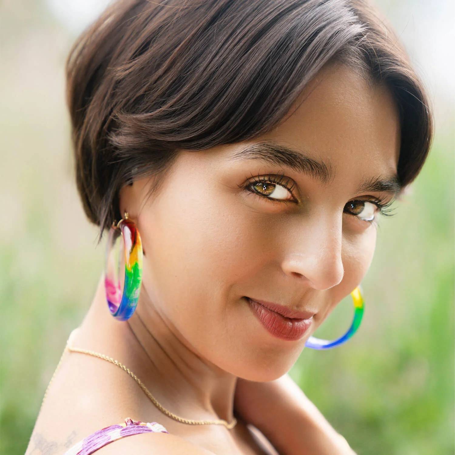 Gold & Honey - Women's Tie Dye Lucite Hoops