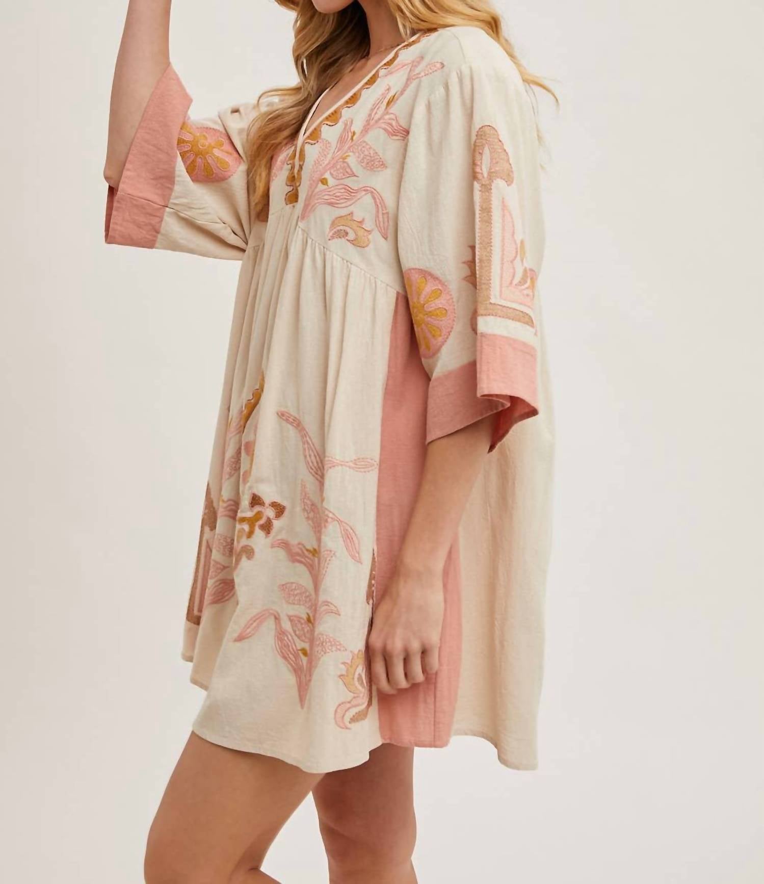 Bluivy - Boho Embroidered Babydoll Dress