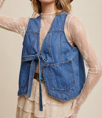 Listicle - Denim Tie-front Vest