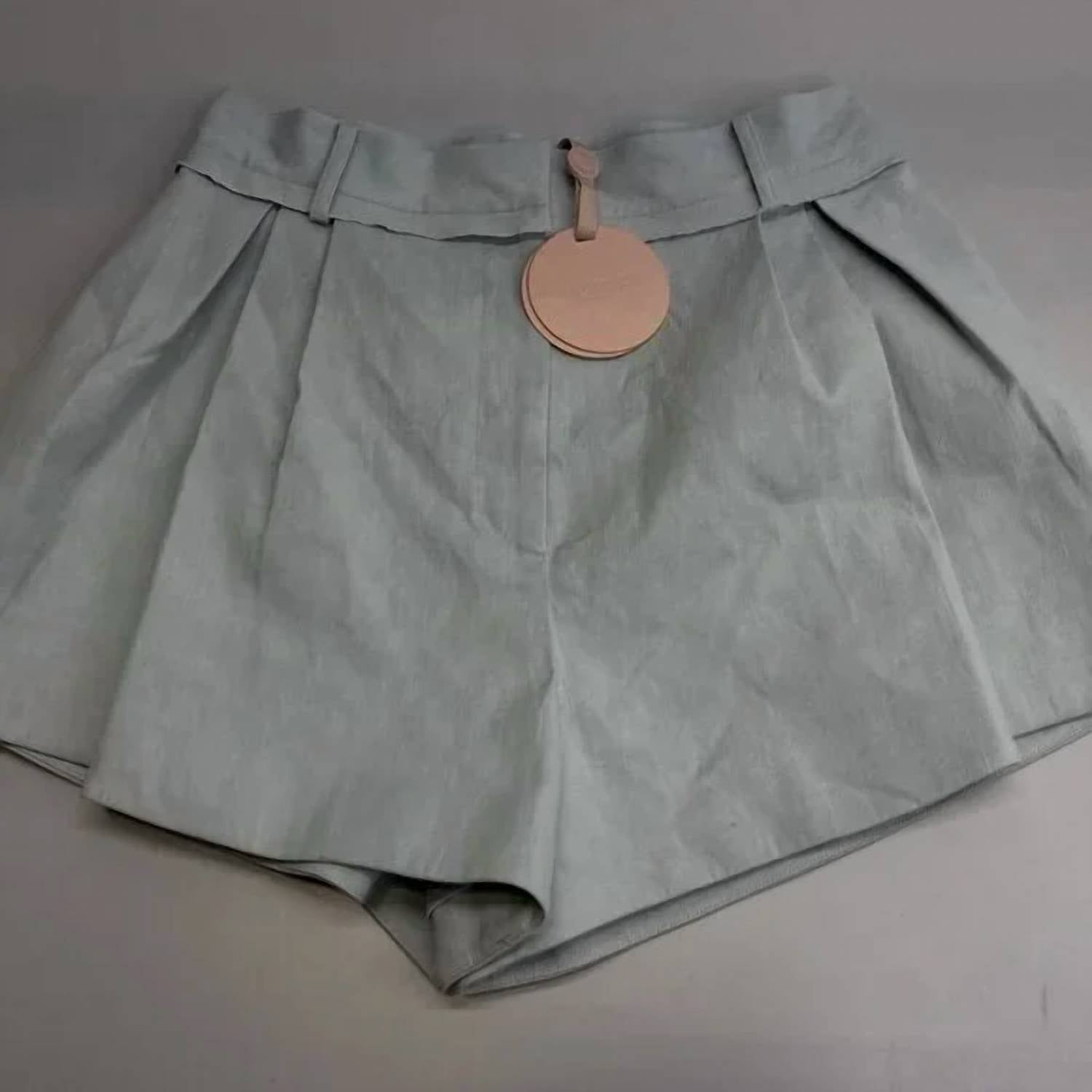 Alexis - Hanly Linen Textile Pleated Flare Mini Short