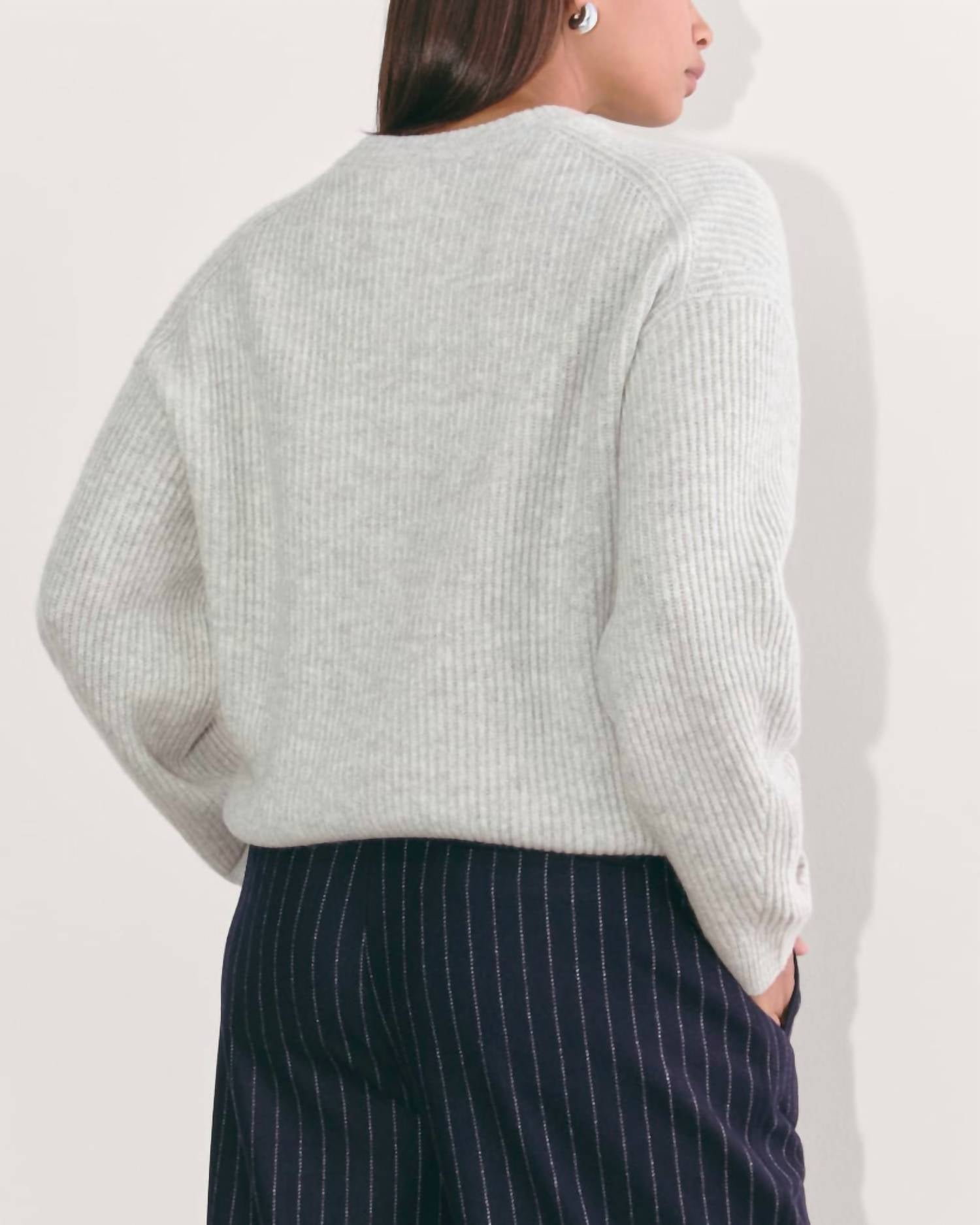 Everlane Cocoon Crew Wool Cashmere Sweater in light gray - women's sweater - alternate view