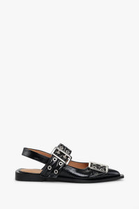 Ganni - Women's Feminine Buckle Naplack Croc Sandal