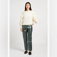 The Label Edition Women's Marlon Pants in metallic green - women's pants - alternate view