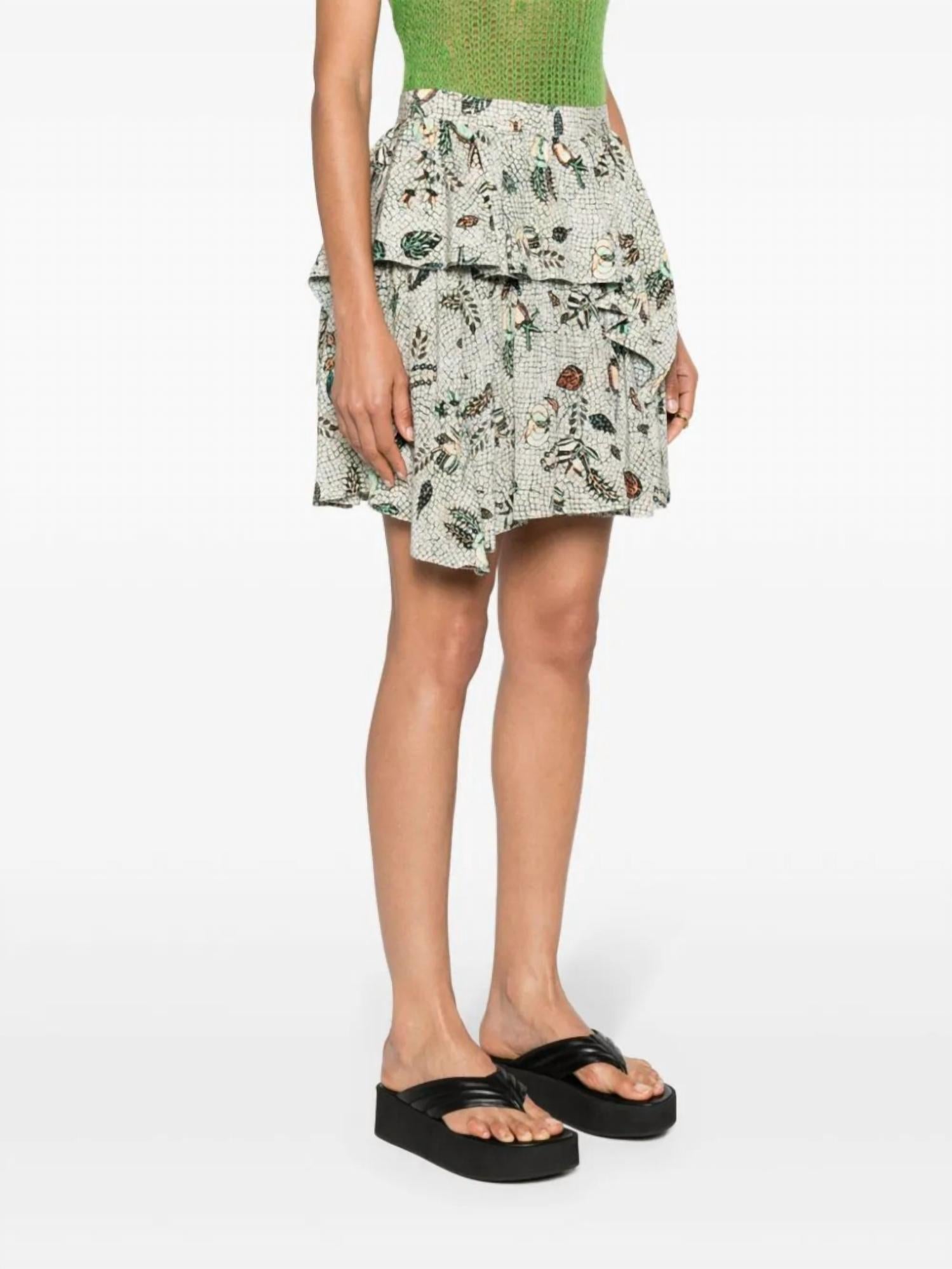 Ulla Johnson Keira Skirt in botanical mist - women's skirt - detail view