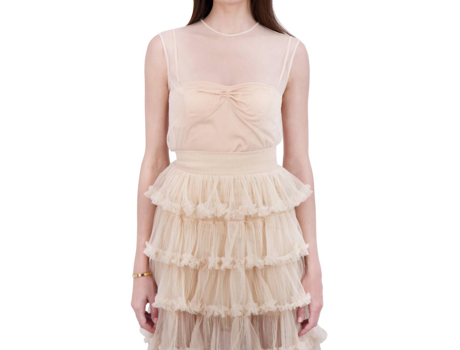 Bethelhelena - Gilded Fairy Crew Neck Tulle Top