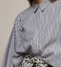 Kika Vargas Egris Long Sleeve Top in blue stripe - women's blouse - detail view