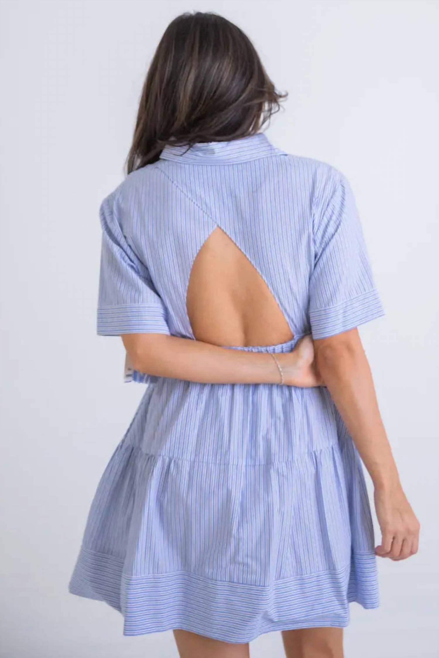 Karlie - Women's Stripe Poplin Button Up Dress