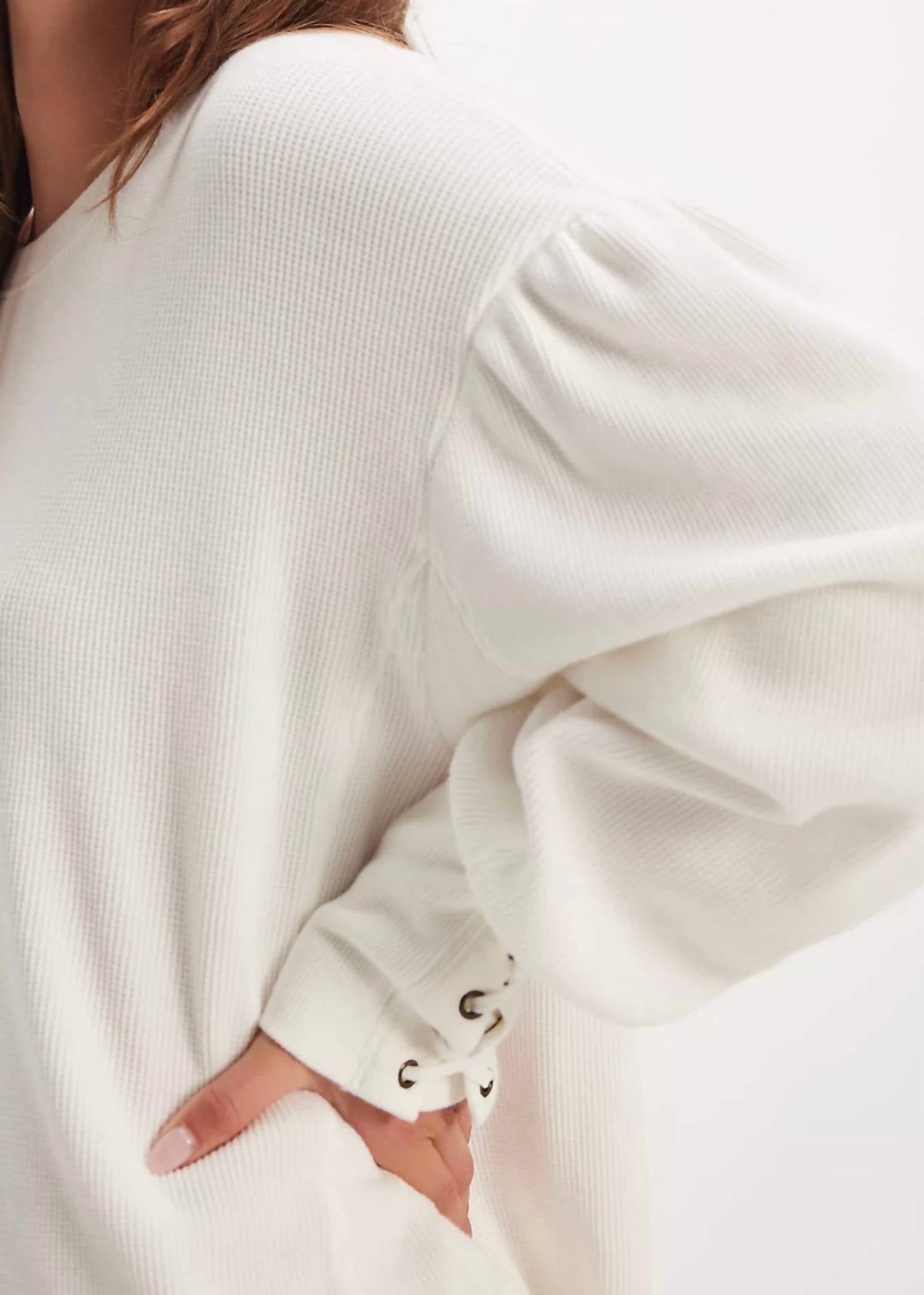 Free People Lapis Cuff Long Sleeve Top in eggshell - women's long sleeve top - alternate view