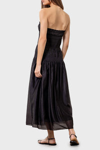 Moon River - Pleated Strapless Midi Dress