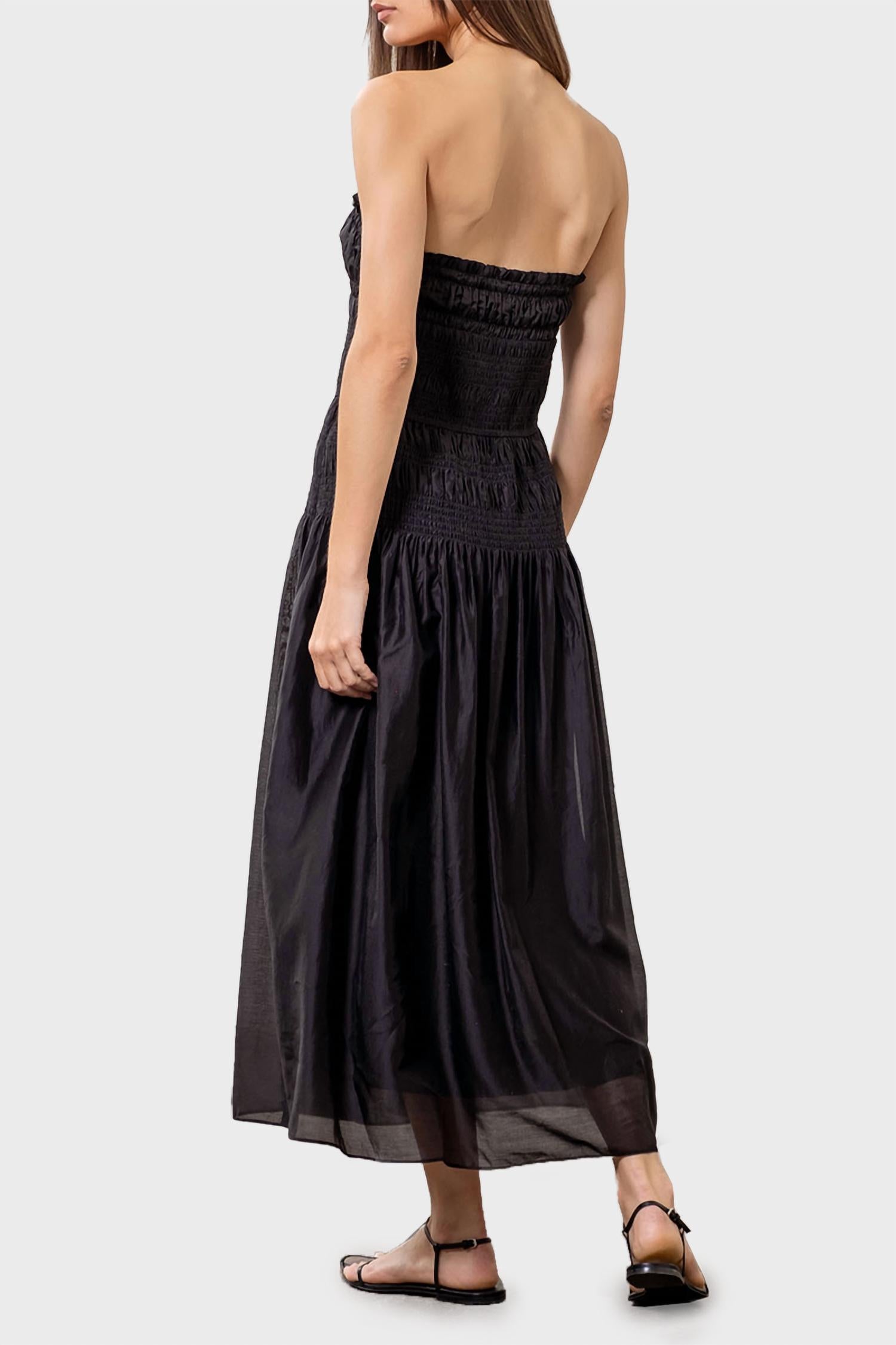 Moon River - Pleated Strapless Midi Dress