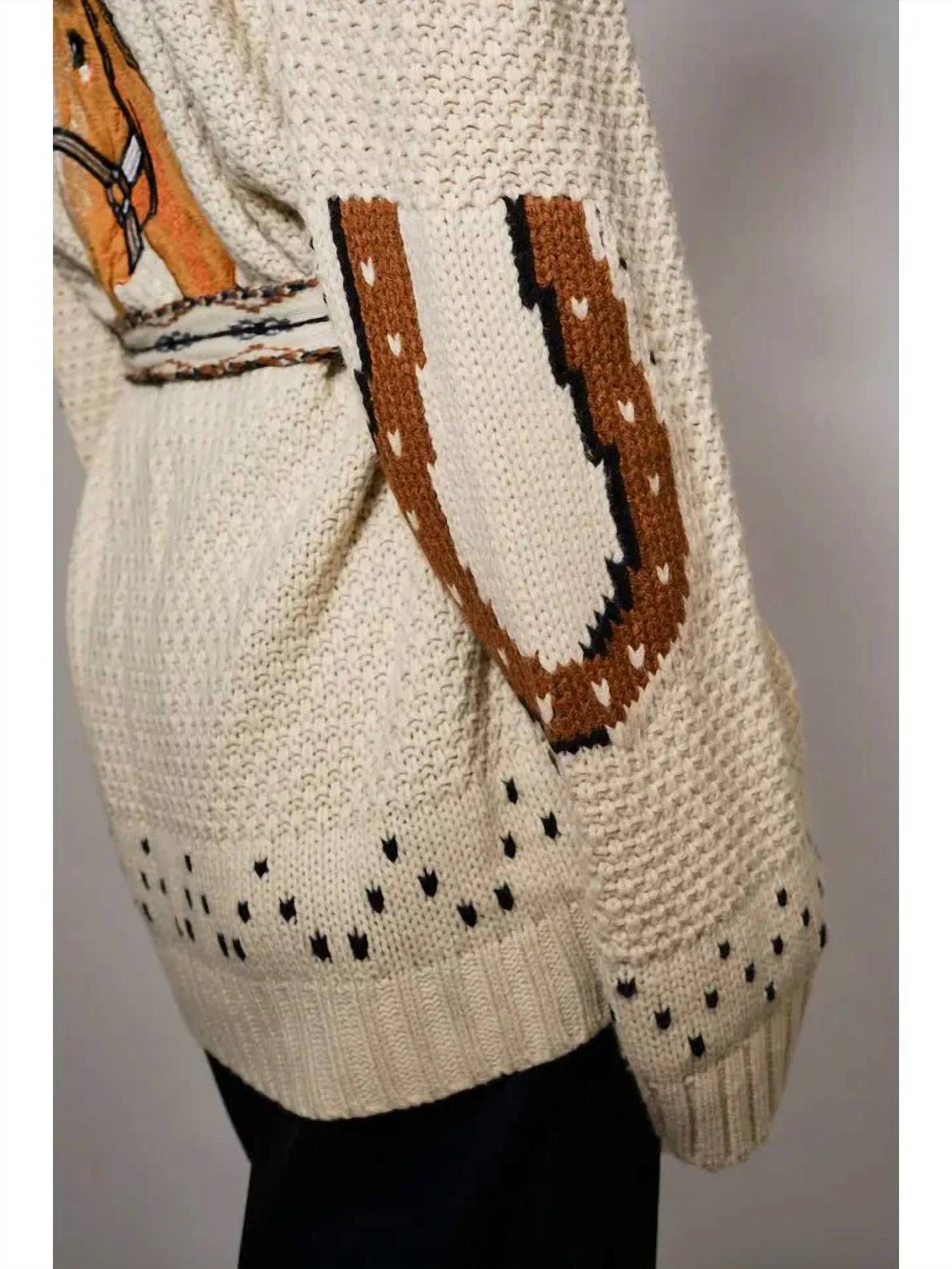 Blue B - Lucky You Western Horse Belted Cardigan Sweater