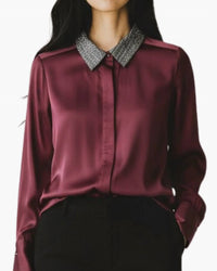 Go By Go Silk - Le Blouse With Beaded Collar Top