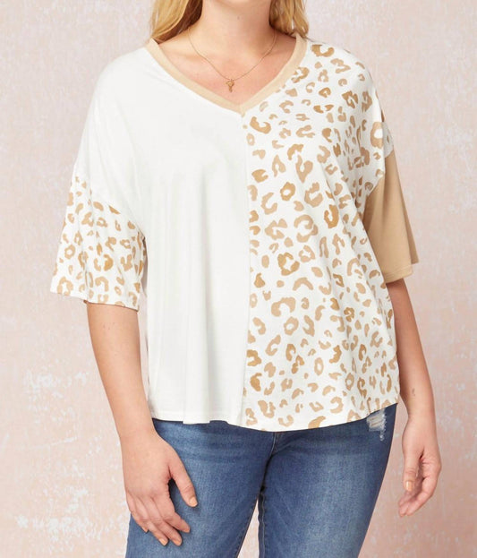 Entro - Color Block Leopard Top
