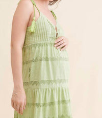 Emilia George - Grace Maternity Eyelet Tiered Midi Dress