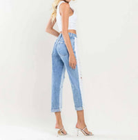 Vervet By Flying Monkey - Distressed Colorblock Mom Jeans