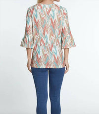 Multiples - Flounce Sleeve Chevron Knit Top