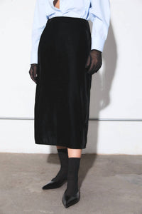 DELUC Mason Velvet Midi Skirt in black - women's skirt - alternate view