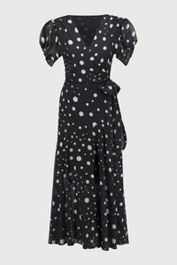 Joseph Ribkoff - Chiffon Polka Dota Wrap Dress