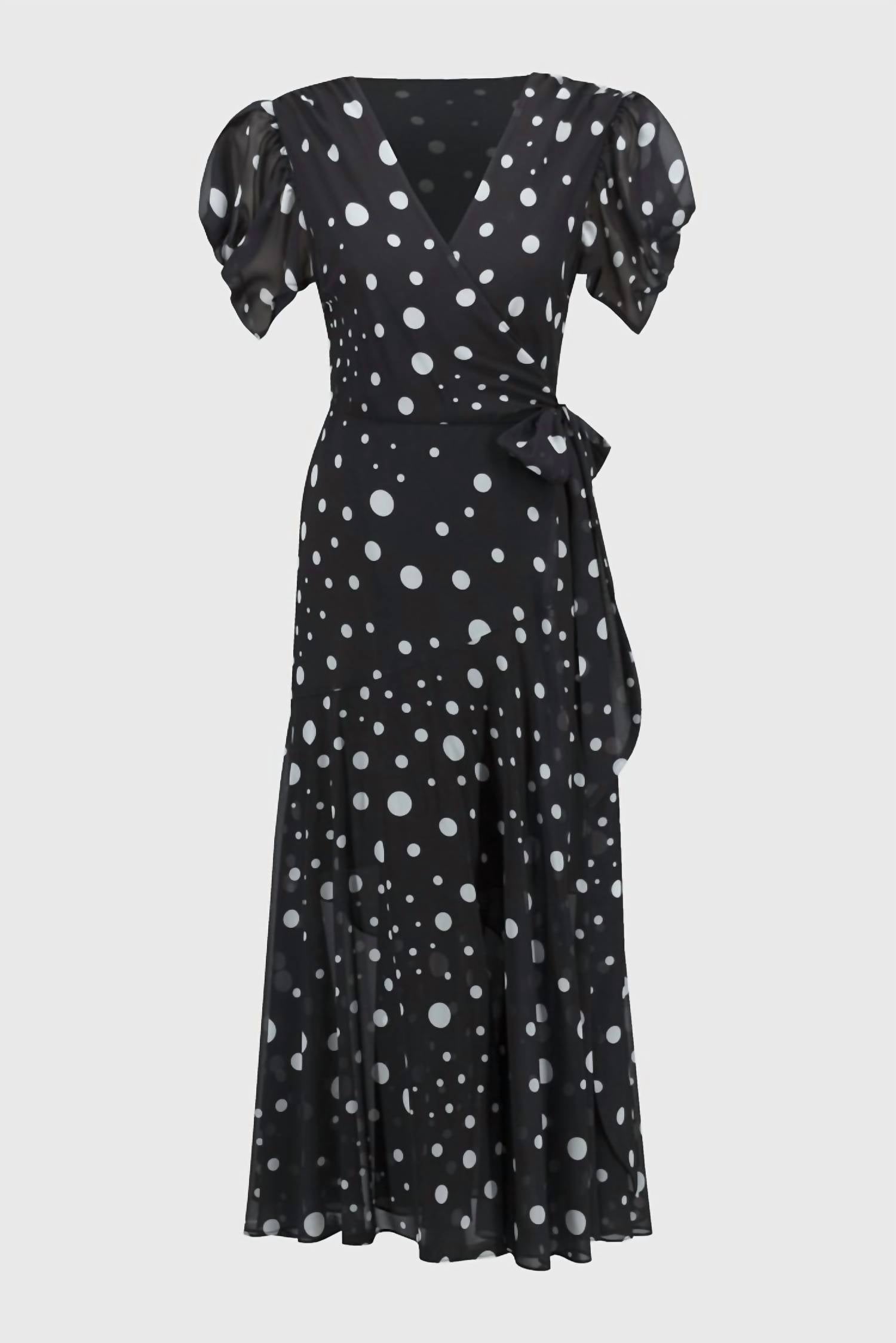 Joseph Ribkoff - Chiffon Polka Dota Wrap Dress