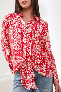 Tribal - LONG SLEEVE BLOUSE WITH TIE FRONT