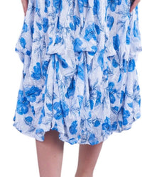 Shana Apparel - Floral Print Long Crinkle Tank Dress With Ties