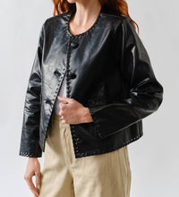 Aaron & Amber - Whipstitch Faux Leather Jacket