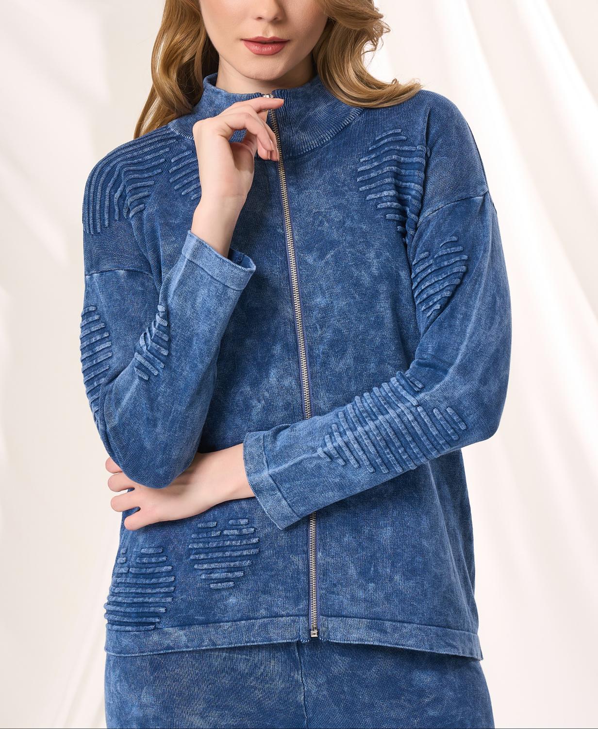 Angel Apparel Zip Up Heart Jacket in denim - women's jacket
