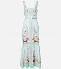 Self-Portrait - Floral Linen Midi Dress