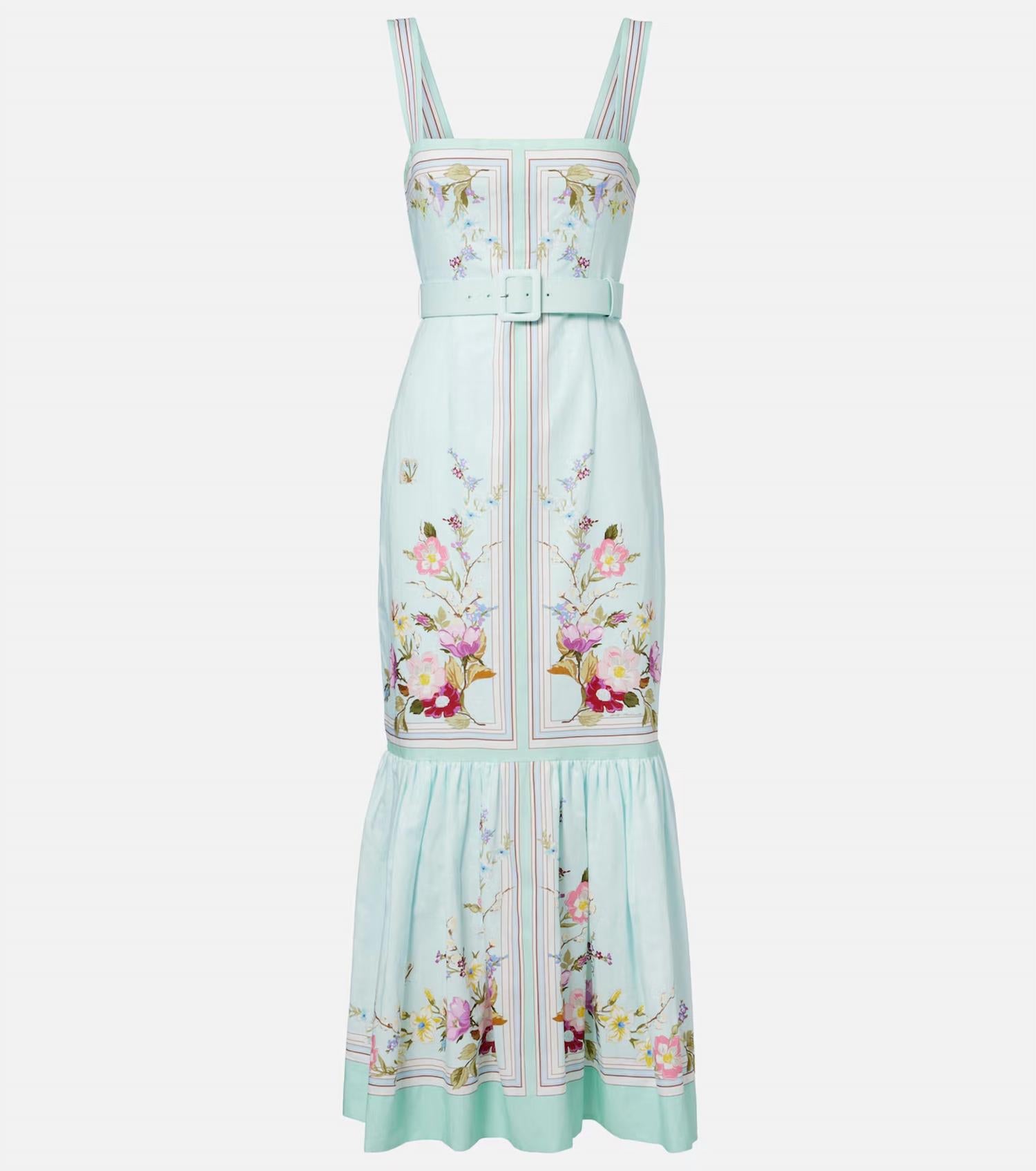 Self-Portrait - Floral Linen Midi Dress