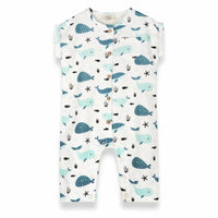 Viverano Organics - Kids Whales Rolled Sleeve Jumpsuit