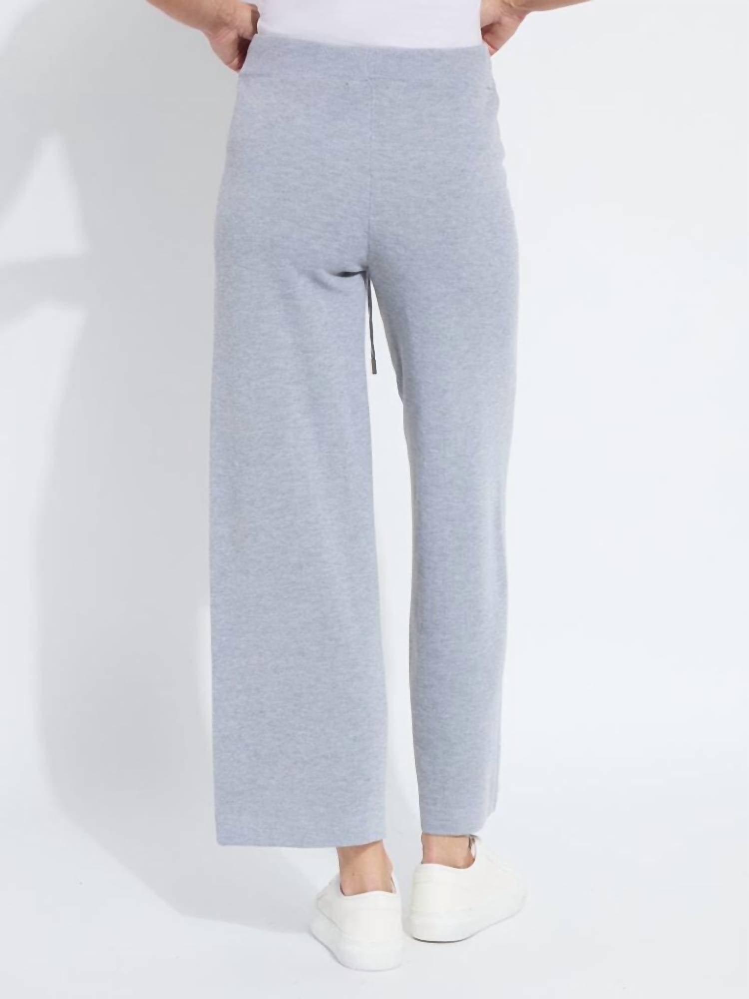Lysse Violetta Knit Lounge Wide Leg Pant in grey melange 1 - women's pants - detail view