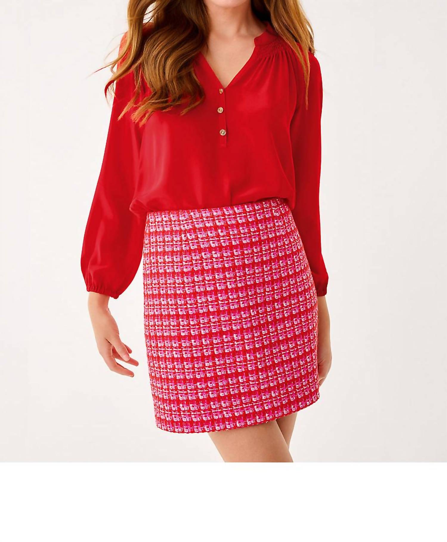 Lilly Pulitzer Kels Mini Skirt in cranberry red fiesta boucle 1 - women's skirt