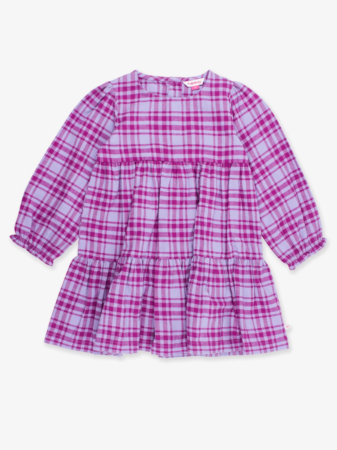 Rufflebutts - Girls' Harper Plaid Woven Long Sleeve Tiered Twirl Dress