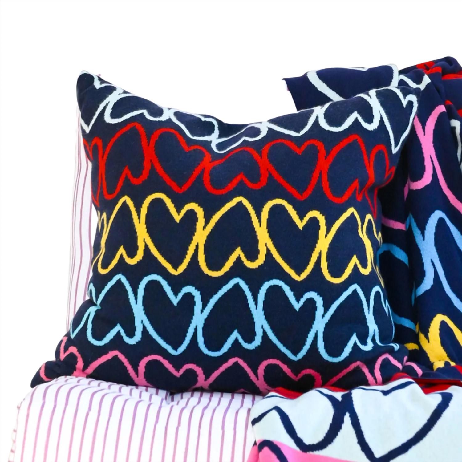 KERRI ROSENTHAL Imperfect Heart Stripe Knit Cashmere Pillow in multi color - item