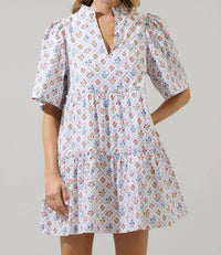 Sugarlips - Lara Floral Dixie Split Neck Shift Dress