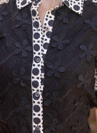 Voy - Ginny Floral Textured Button-Up Top