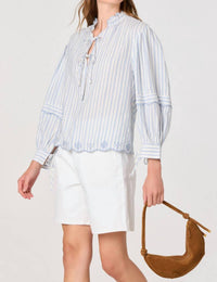 ASTR Taliyah Striped Blouse in blue white - women's blouse - view 4