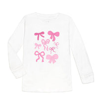 SWEET wink Girl's Coquette Bow Doodle Long Sleeve Shirt in white - kids' long sleeve top