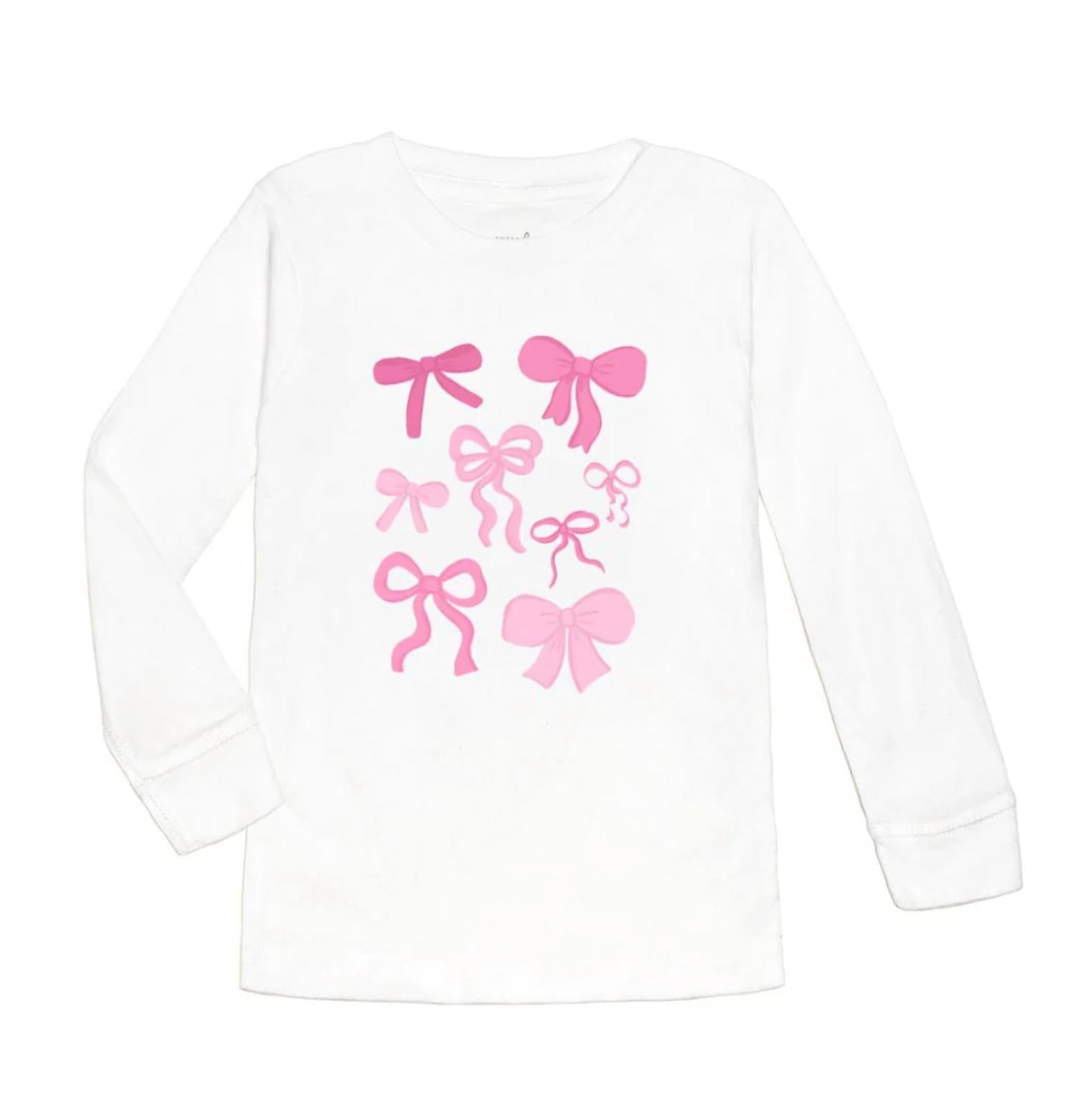 SWEET wink Girl's Coquette Bow Doodle Long Sleeve Shirt in white - kids' long sleeve top