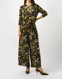 Joseph Ribkoff Animal Print Wide Leg Pant in black multi - women's pants