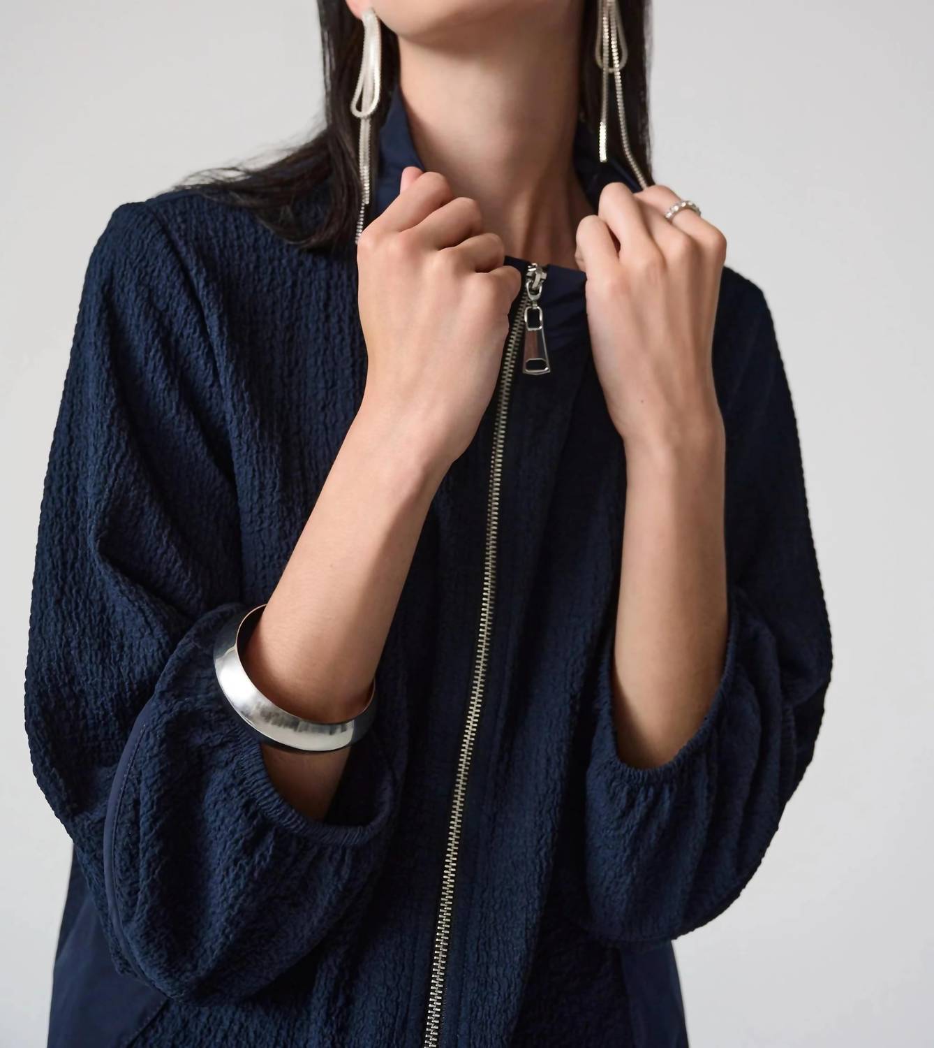 Joseph Ribkoff - Textured Zip-up Bomber Jacket