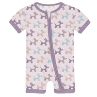 Kickee - Kids Balloon Dogs Print Shorty Sleeper With Zipper