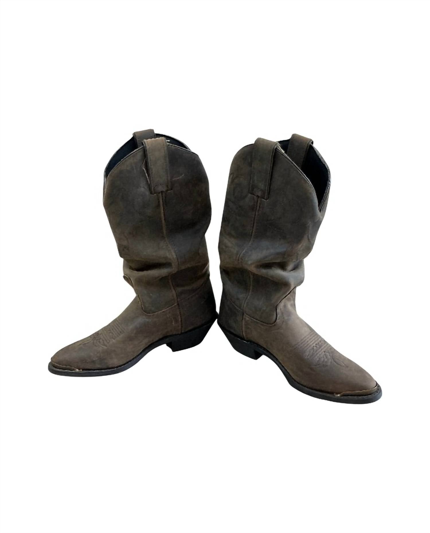 Double-H Boots Men's Slouch Leather Western Cowboy Boots in classic brown - men's boots