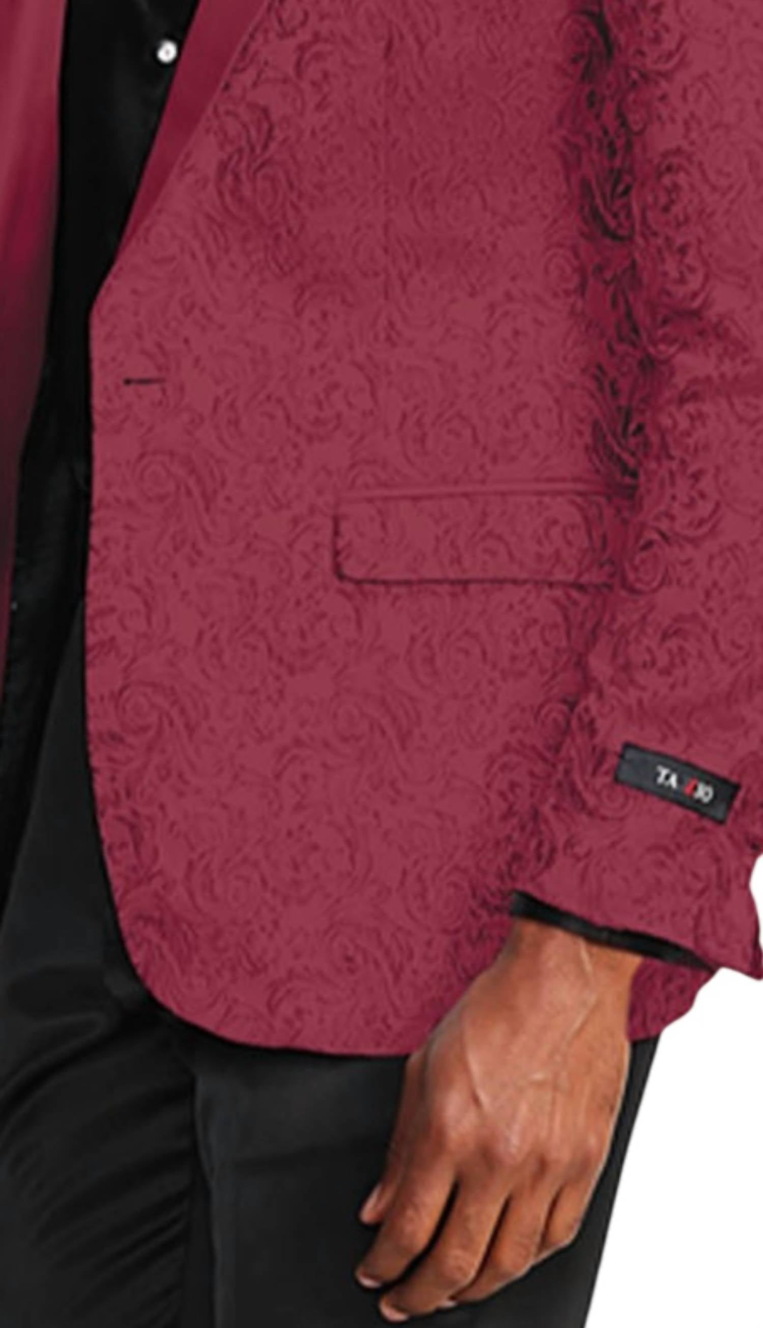 Tazzio Men's Paisley Jacket Blazer Suit in burgundy - men's jacket - alternate view