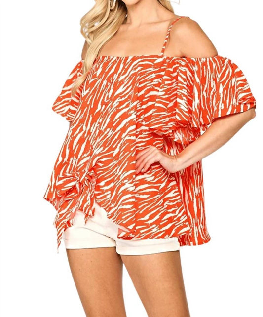 Gigio - Clarissa Zebra Print Cold Shoulder Top