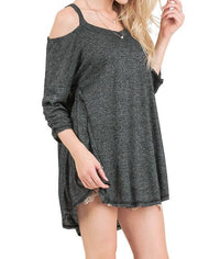 Umgee - Shirred Sleeve Cold Shoulder Tunic
