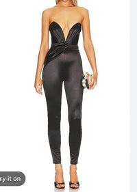 Nbd - Castanha Satin Strapless Jumpsuit