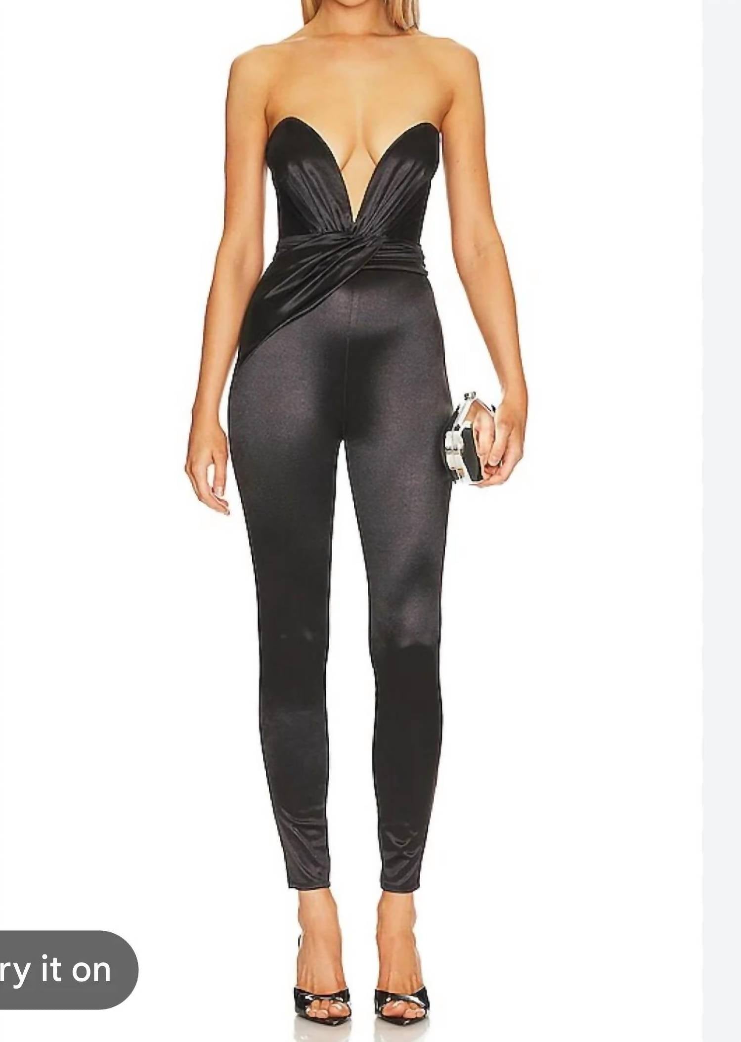 Nbd - Castanha Satin Strapless Jumpsuit