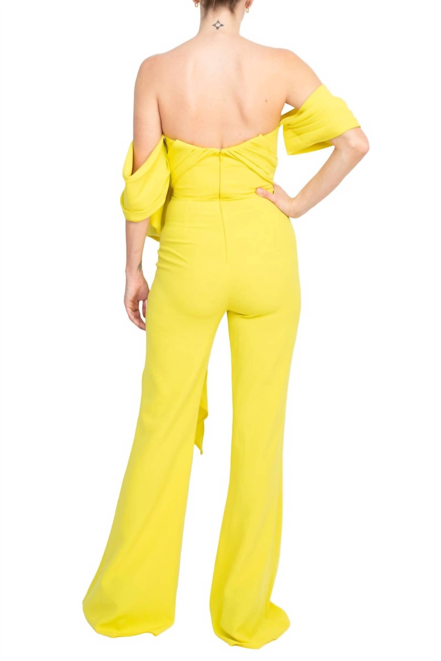 Jovani - Women's Off The Shoulder Scuba Crepe Prom Jumpsuit