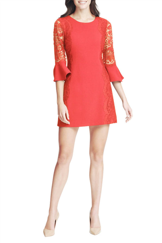 Kensie - Circular Flounce Lace Sleeve Sheath Dress